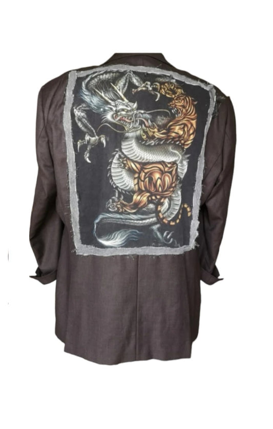 Vintage wool blazer with DRAGON theme