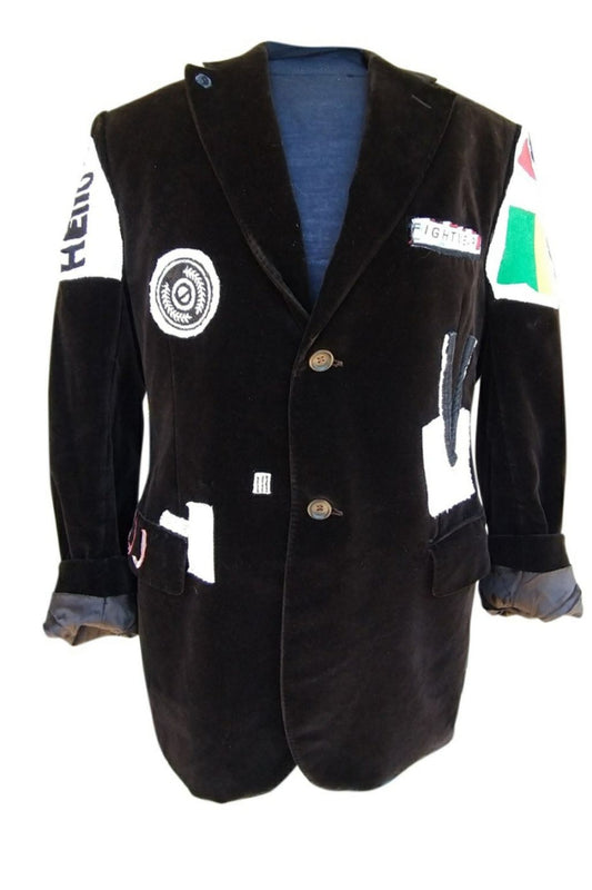 Vintage velvet blazer with AMERICAN JIUJITSU theme