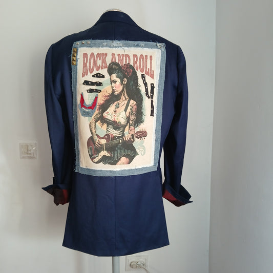 Reinterpreted blazer with patches - Rock and Roll Girl theme