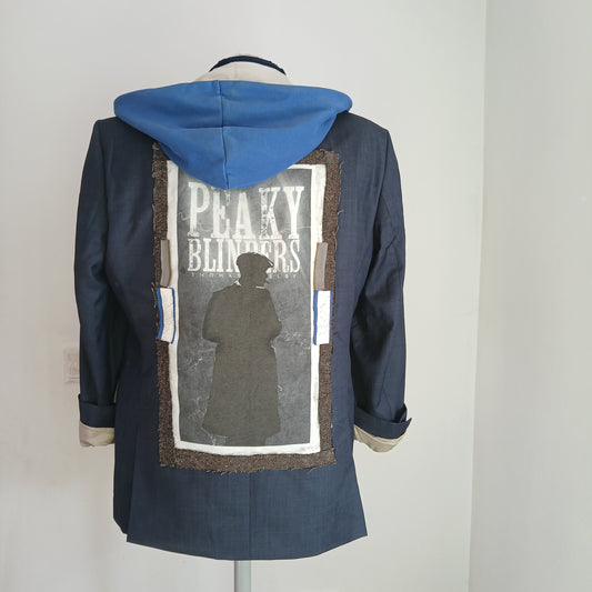 Reinterpreted hoodie with patches - Peaky Blinders iconic tableau theme