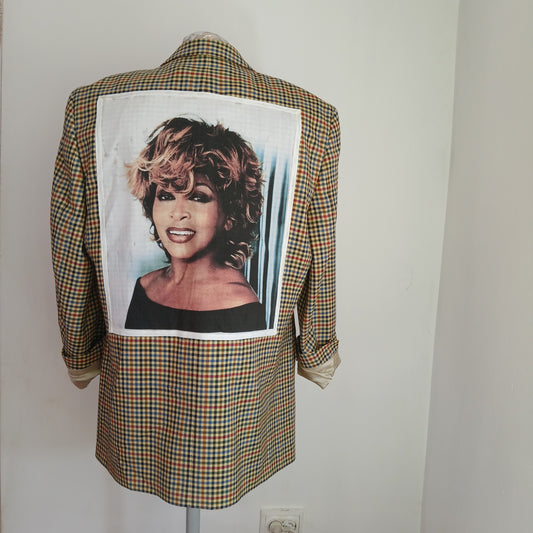 Reinterpreted blazer with patches - Tina Turner iconic theme