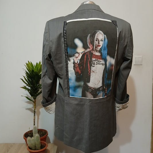 Oversize pre-owned blazer  - Harley Queen tableau patch