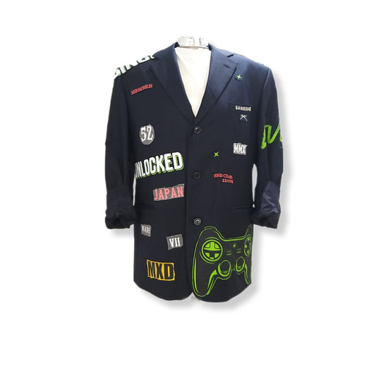 Over the top style patch blazer with GAMES theme