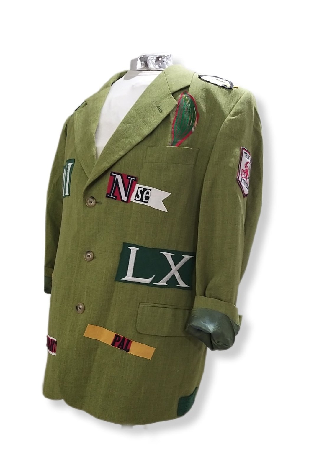 Green vintage blazer with PATCH NUMBER 3 theme