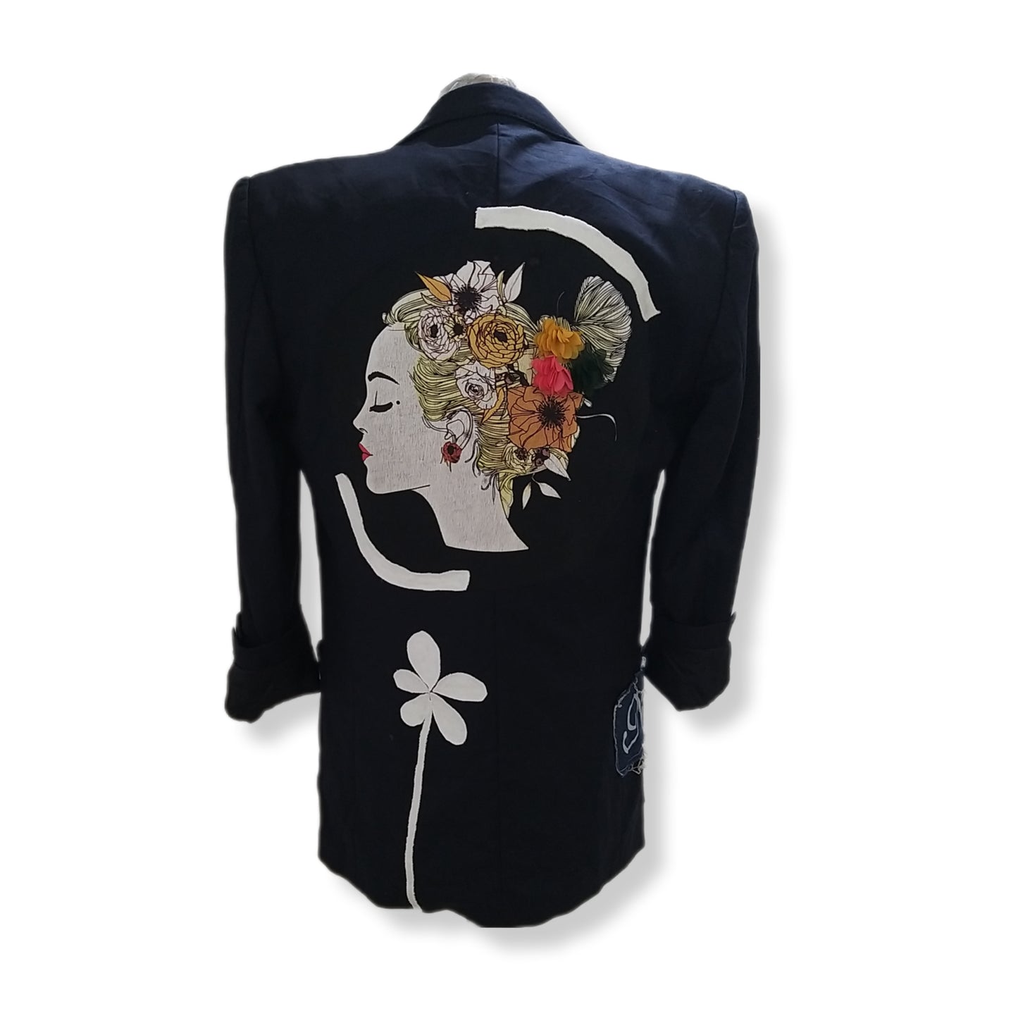 Double breasted patch blazer with FLOWERS AND GIRLS theme