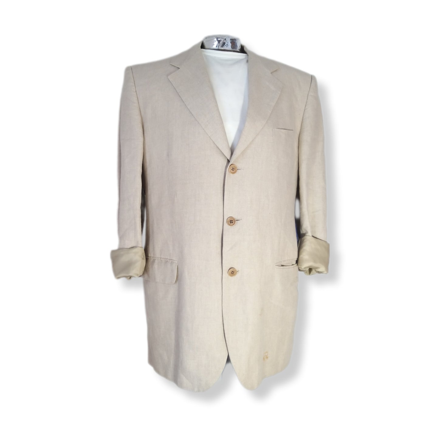 Linen patch blazer with PALMS theme