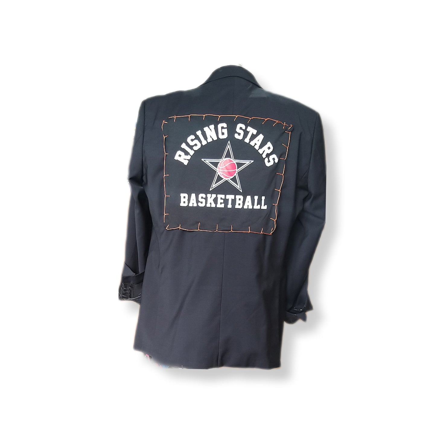 Single breasted over the top style blazer with "RISING STAR BSAKETBALL" theme