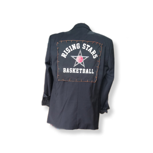 Single breasted over the top style blazer with "RISING STAR BSAKETBALL" theme