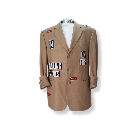 Single breasted vintage wool blazer with THE ROLLING STONES theme