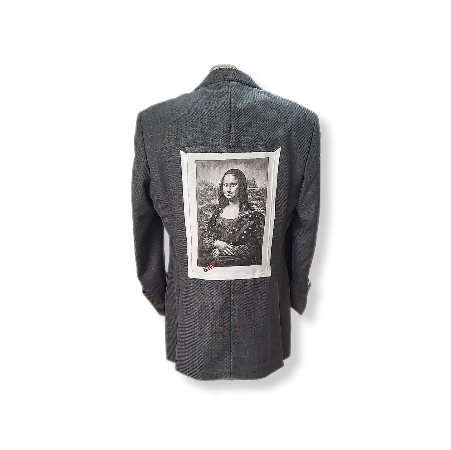 Pre-owned oversized style virgin wool blazer with MONA LISA theme