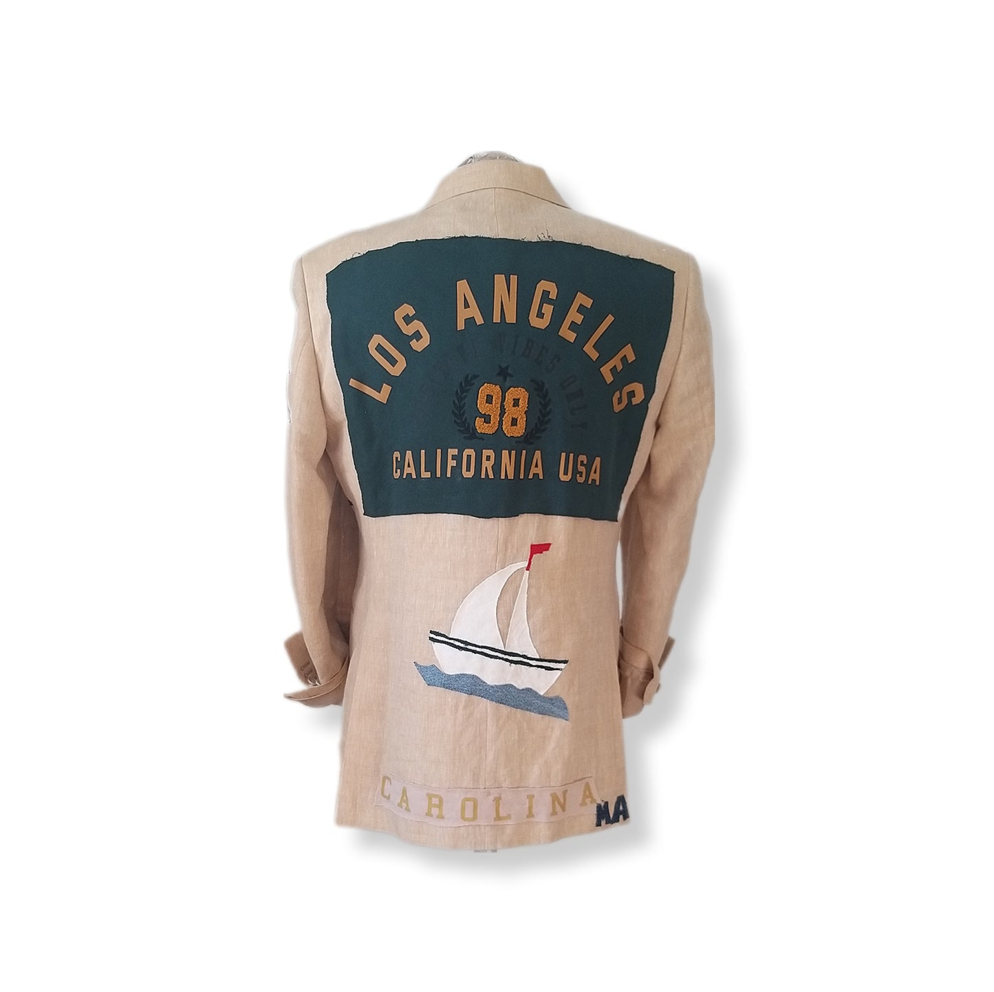 Vintage linen blazer with LOS ANGELES PALMS theme