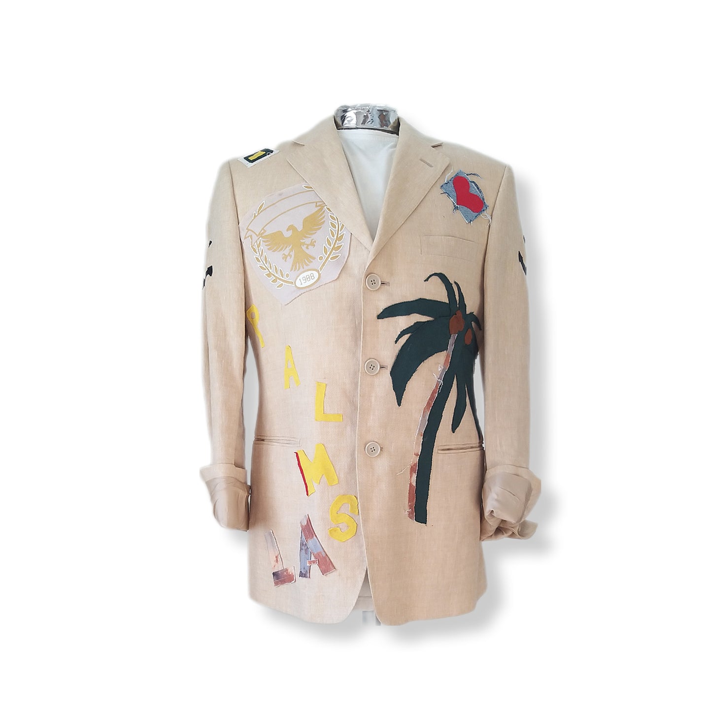 Vintage linen blazer with LOS ANGELES PALMS theme