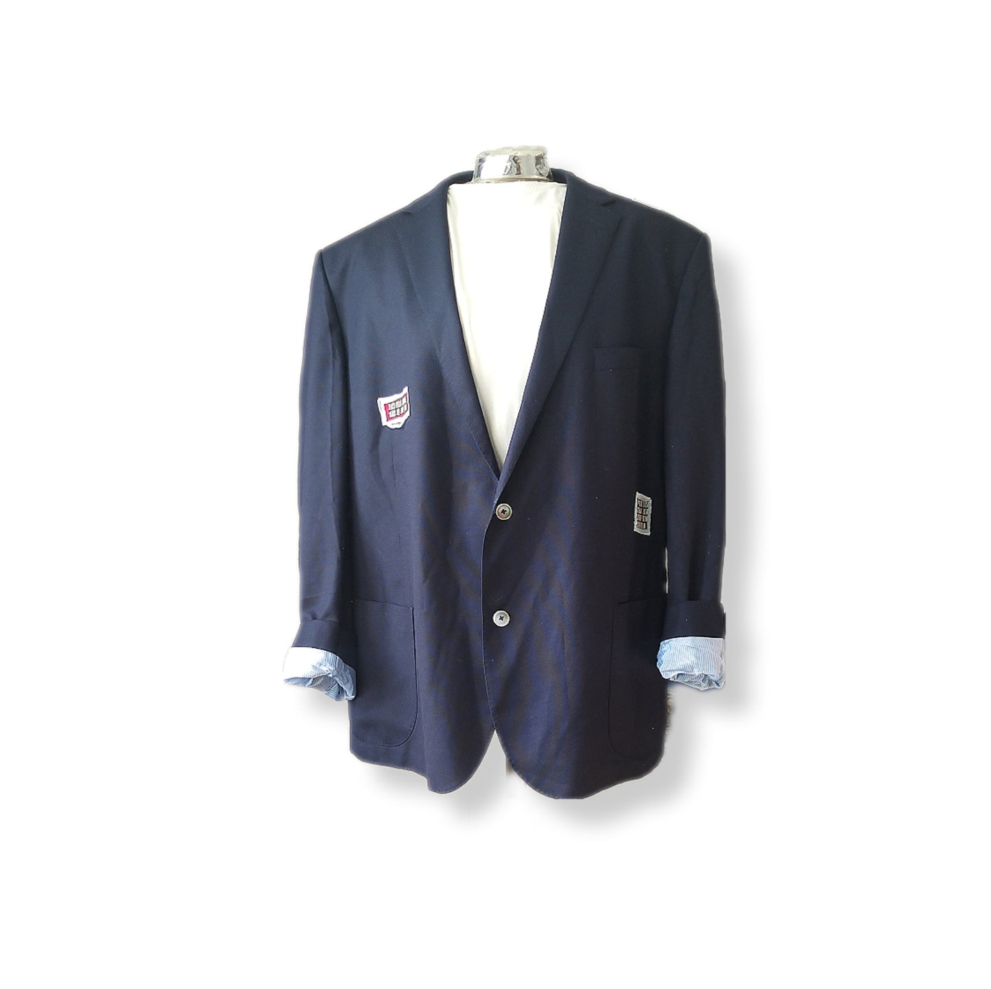 Luxury oversized style wool navy blazer with "FASHION GIRL" theme