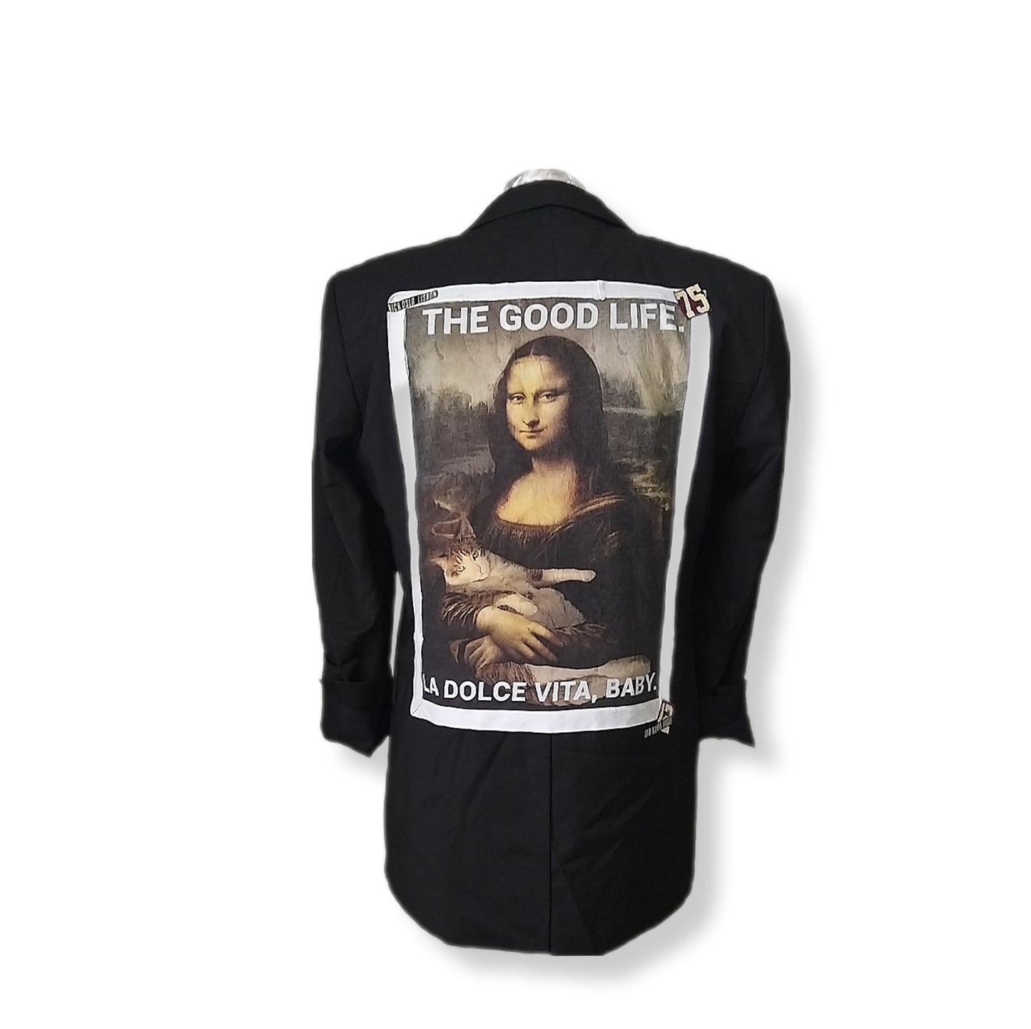 Pre-owned single breasted wool blazer with MONA LISA (la dolce vita) theme