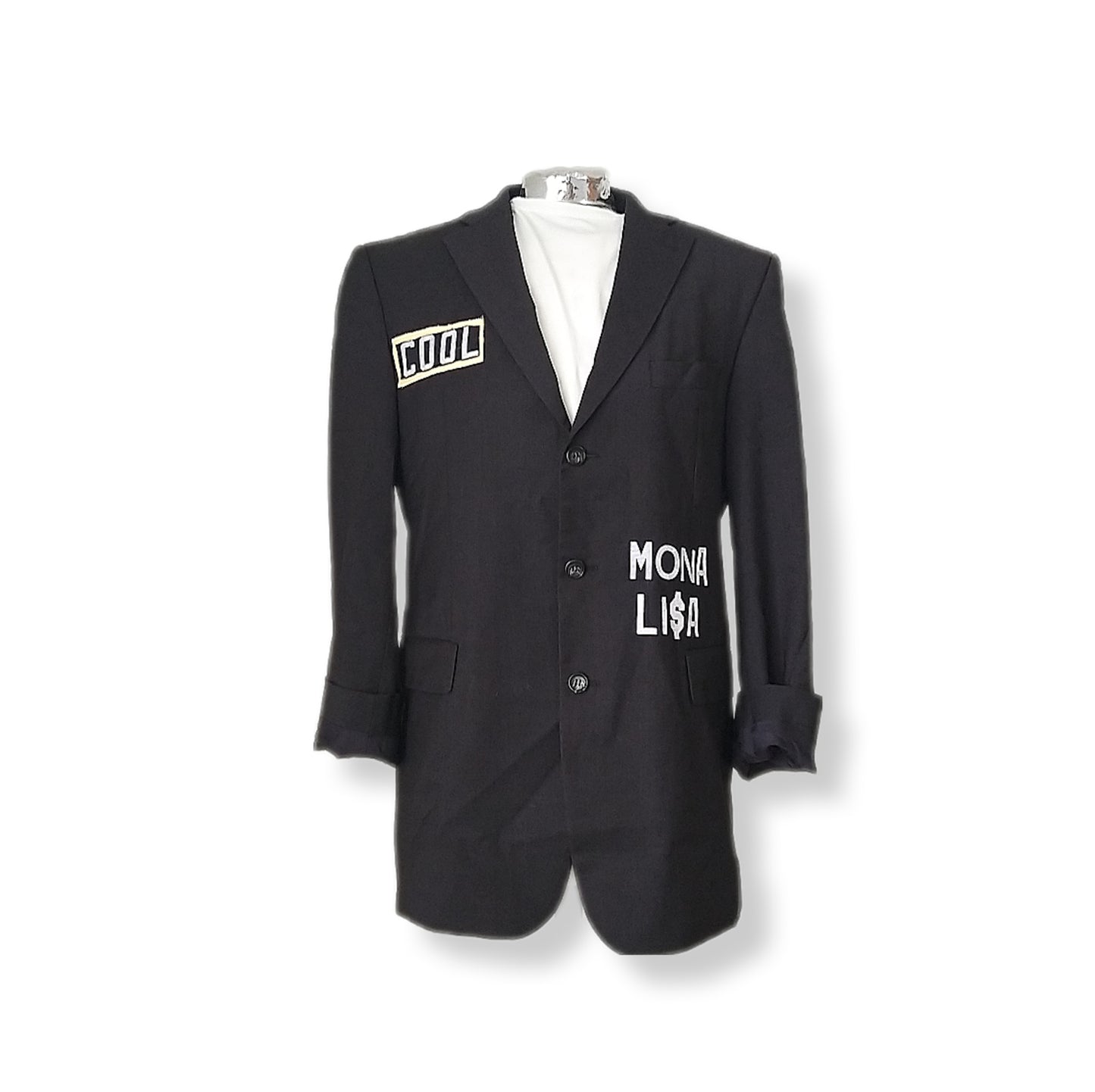 Pre-owned single breasted wool blazer with MONA LISA (la dolce vita) theme