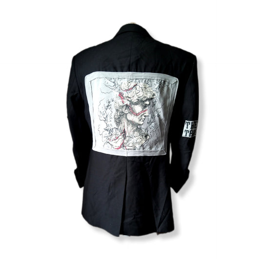 Single breasted patch blazer with GREEK SCULPTURE  theme