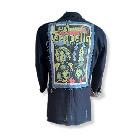 Summer oversized blazer with LED ZEPPELIN tableau patch