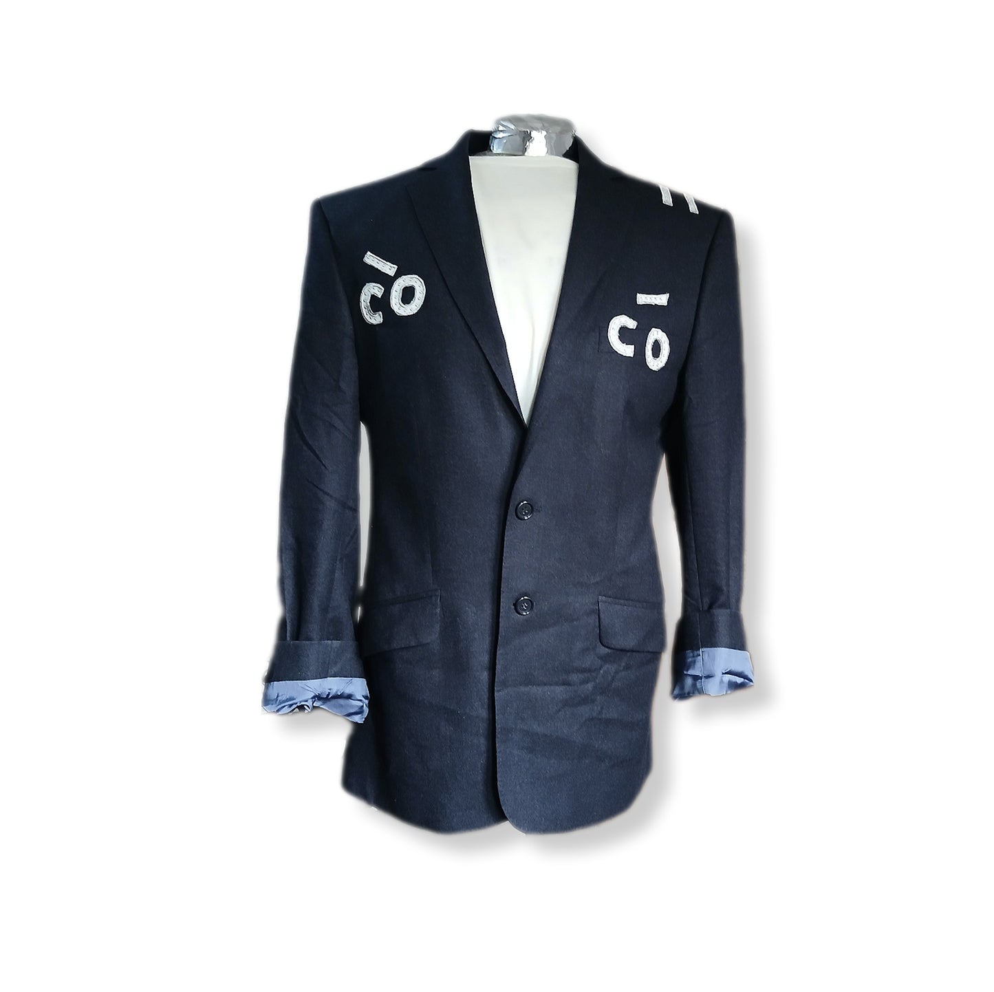 COCO tableau patch on cash & wool fabric jacket