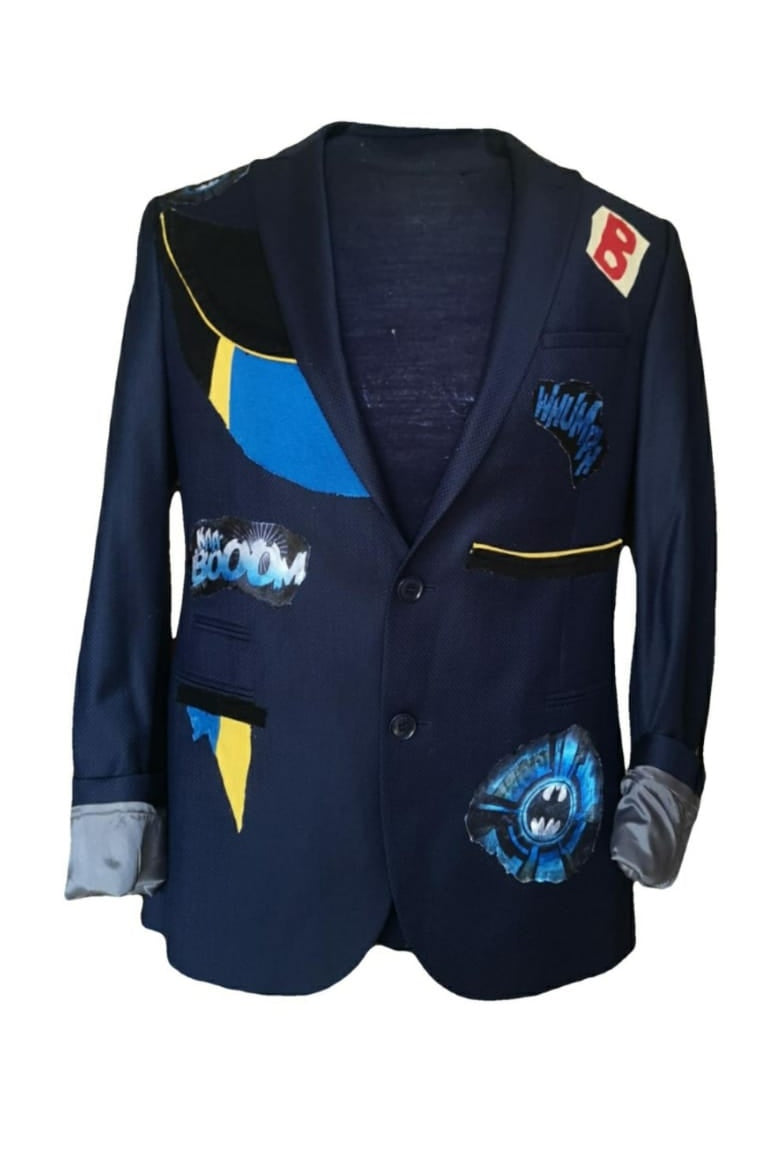 Vintage wool blazer with BATMAN theme