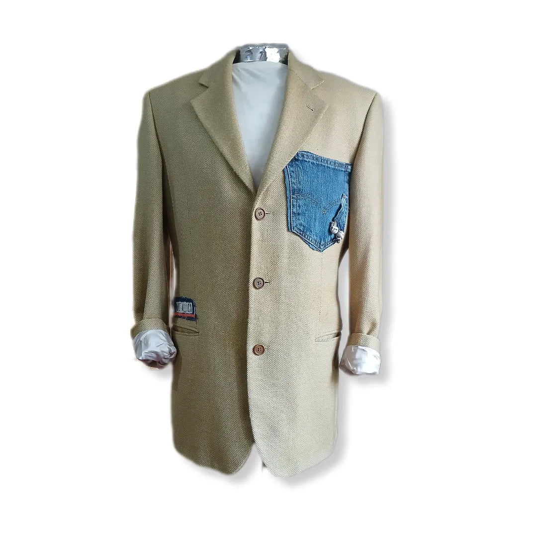 Luxury cashmere blazer with tableau patch METALLICA theme