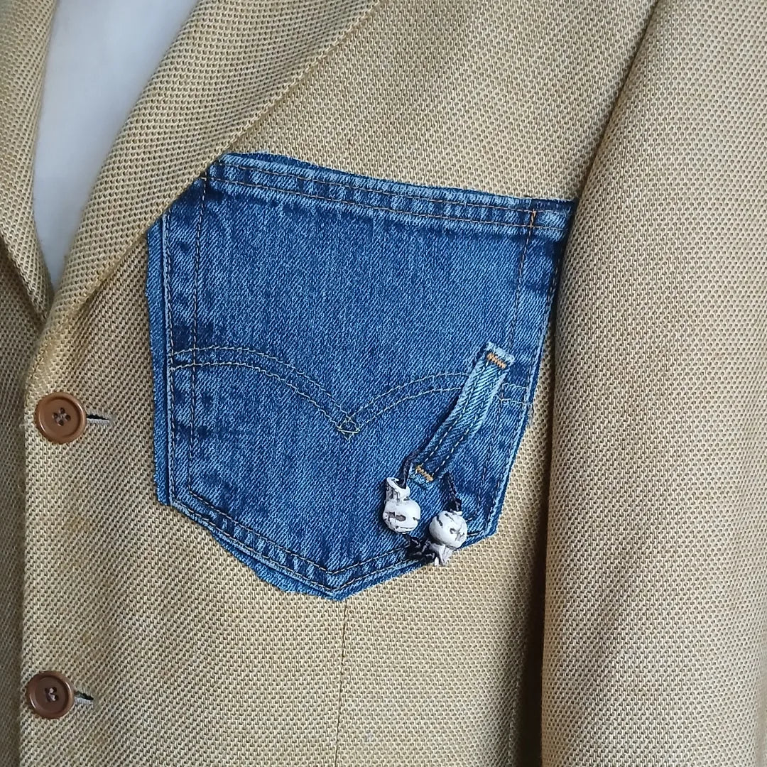 Luxury cashmere blazer with tableau patch METALLICA theme