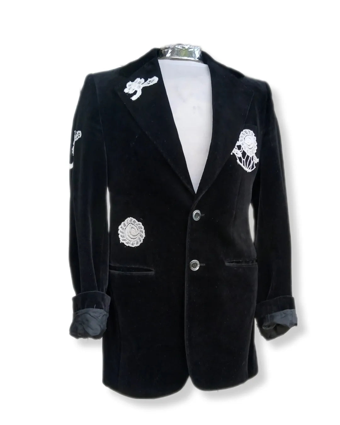 COCO tableau patch on velvet fabric suit jacket