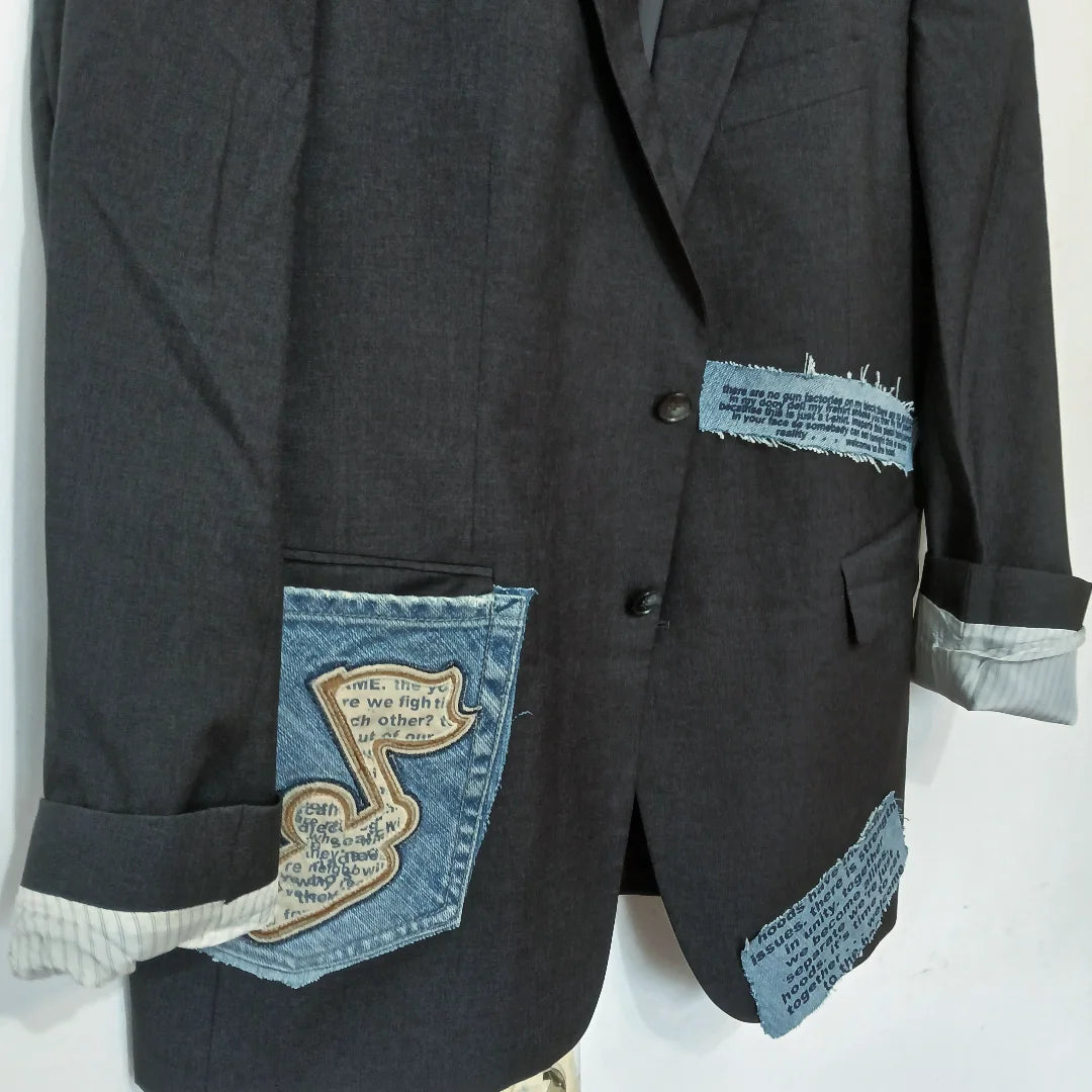 Blazer oversized with denim patches