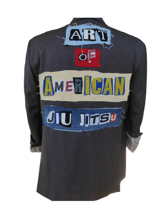 Vintage wool and cashmere blazer with AMERICAN JIUJITSU theme