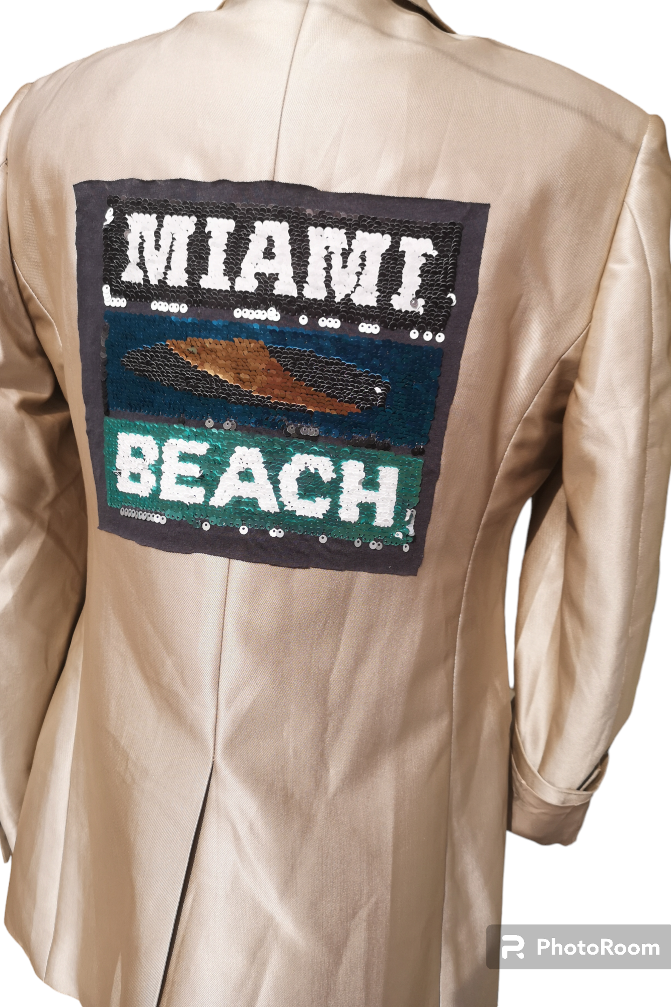 Vintage wool blazer with MIAMI beach theme