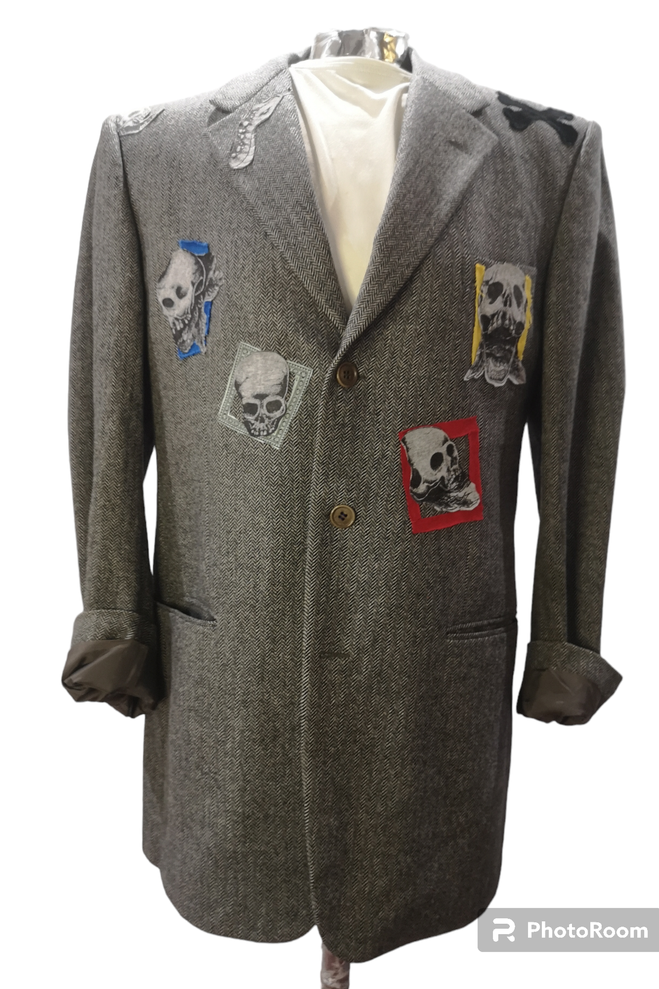 Vintage cashmere and wool blazer with CHOPPERS theme