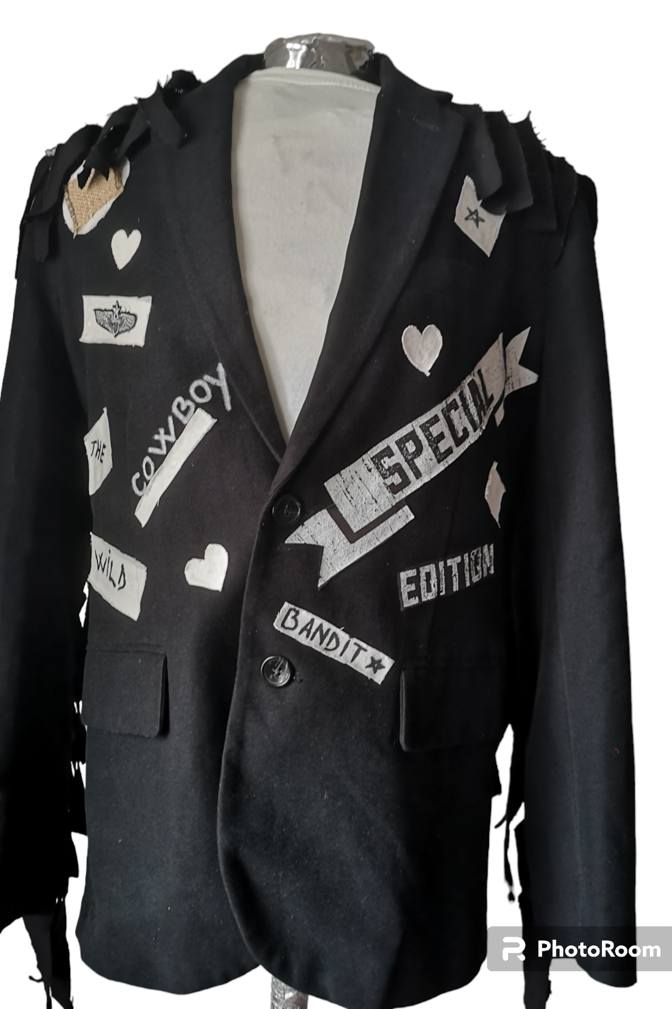 Vintage wool velvet blazer with COWBOY theme