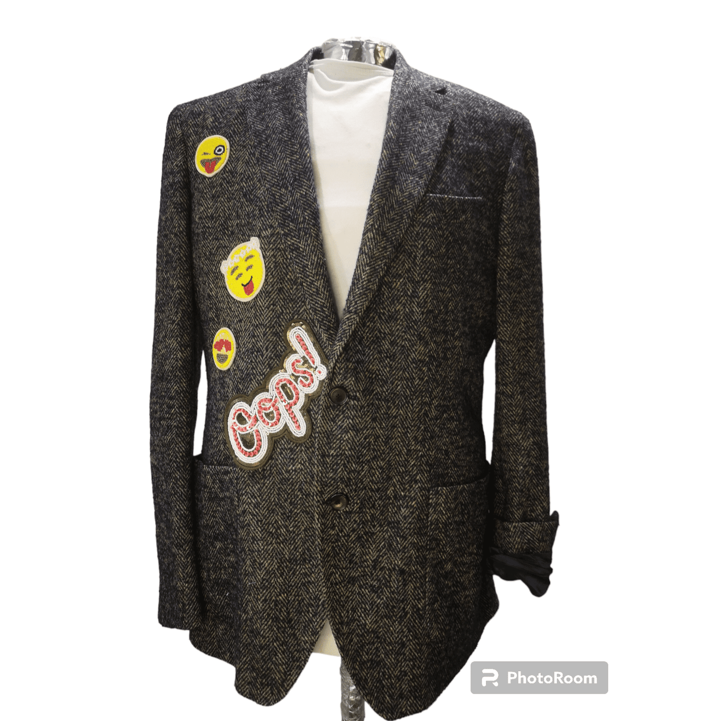 Vintage wool blazer with SMILE theme