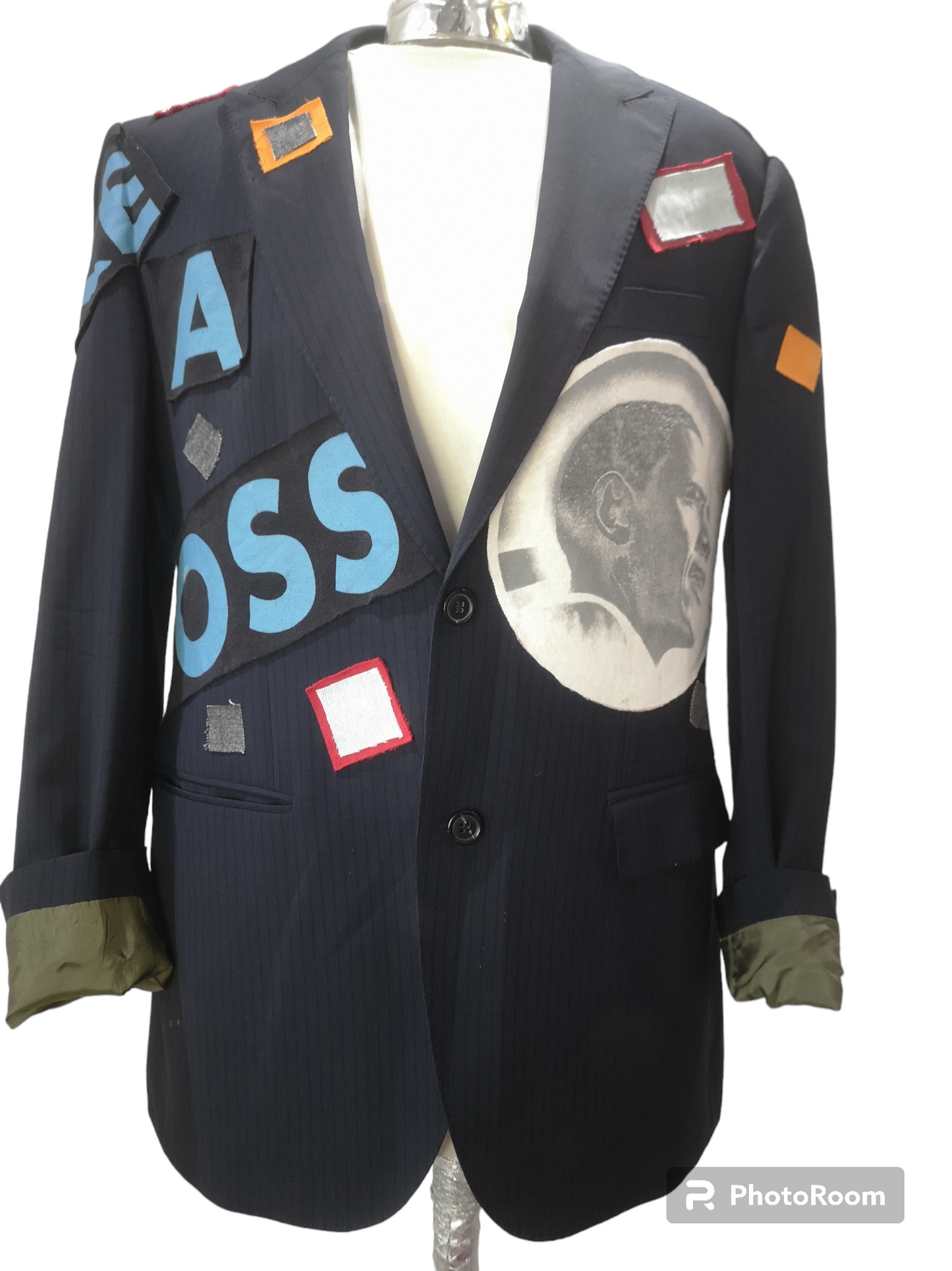 Vintage wool blazer with " LIKE A BOSS" theme