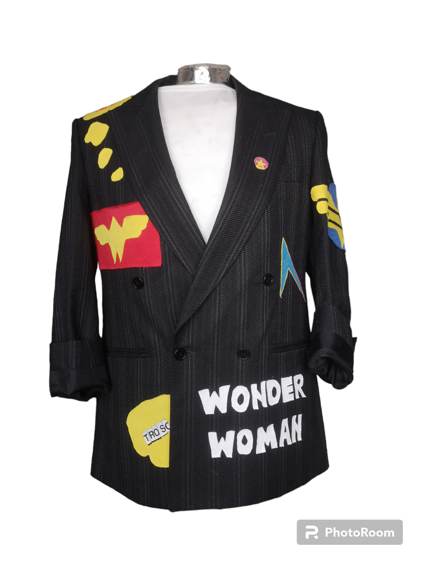 Vintage wool blazer with WONDER WOMAN theme