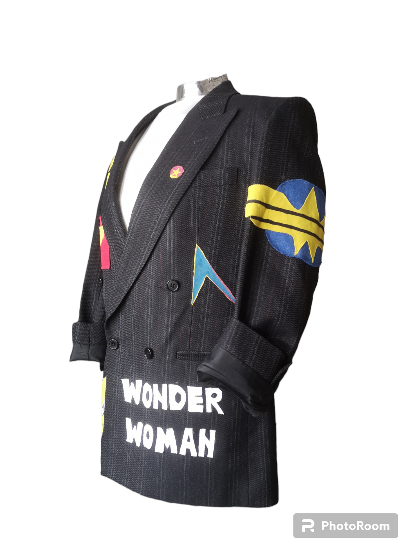 Vintage wool blazer with WONDER WOMAN theme