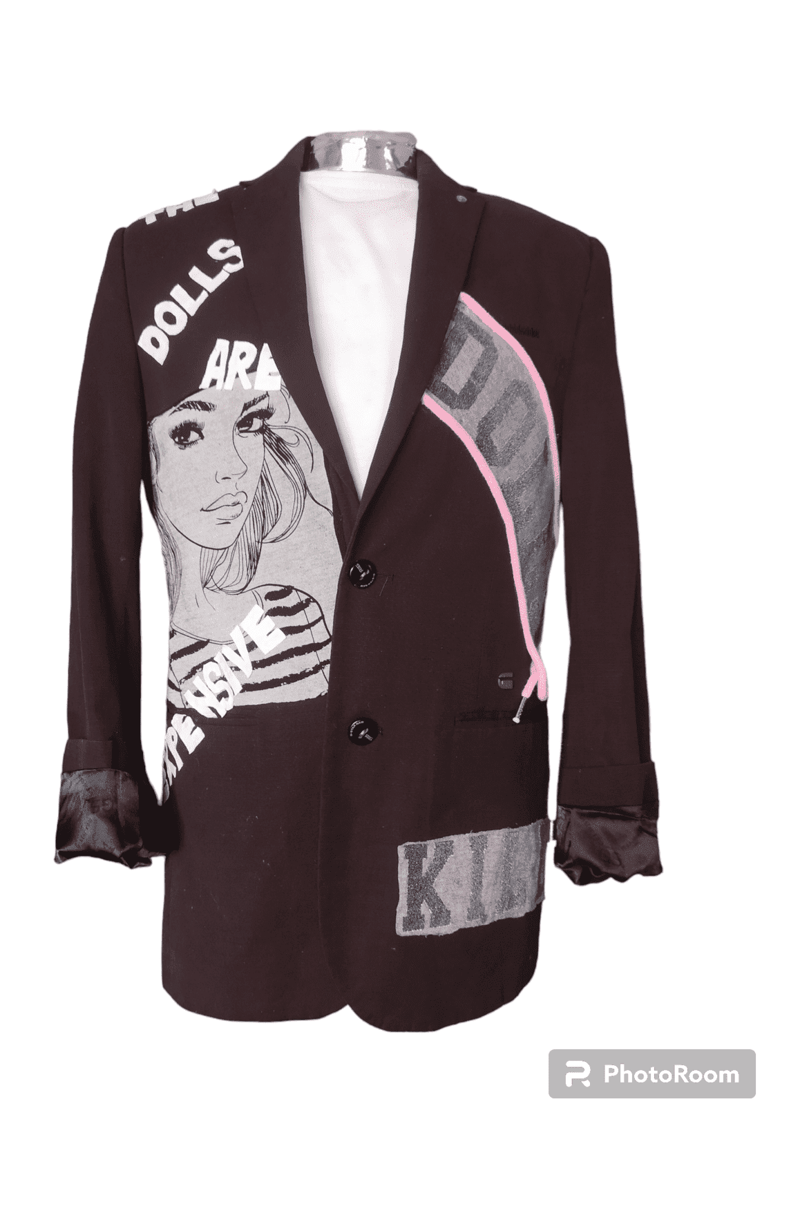 Vintage wool blazer with DOLLS theme