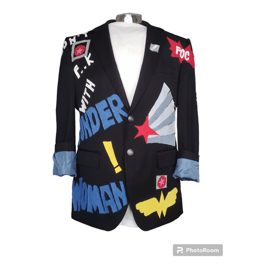 Vintage wool blazer with WONDER WOMAN theme