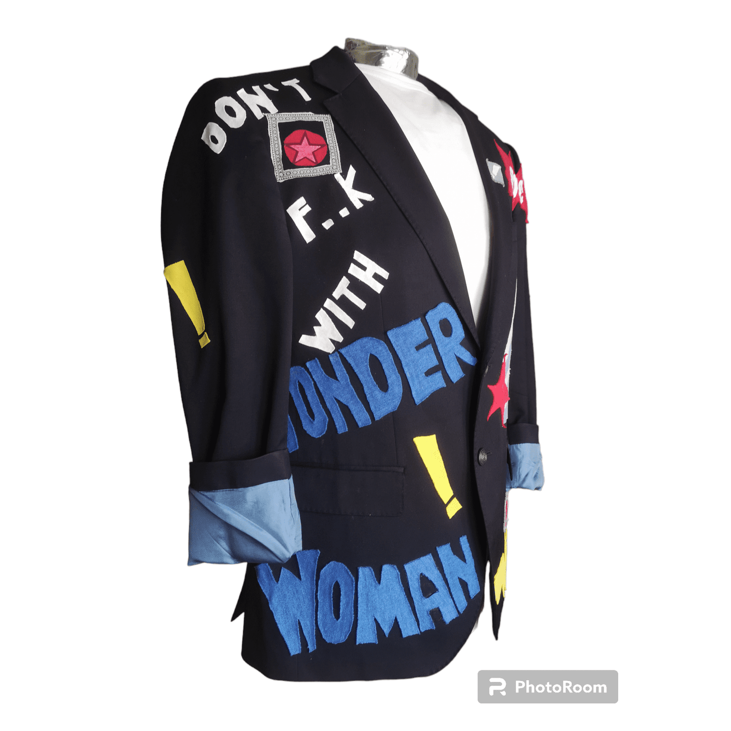 Vintage wool blazer with WONDER WOMAN theme