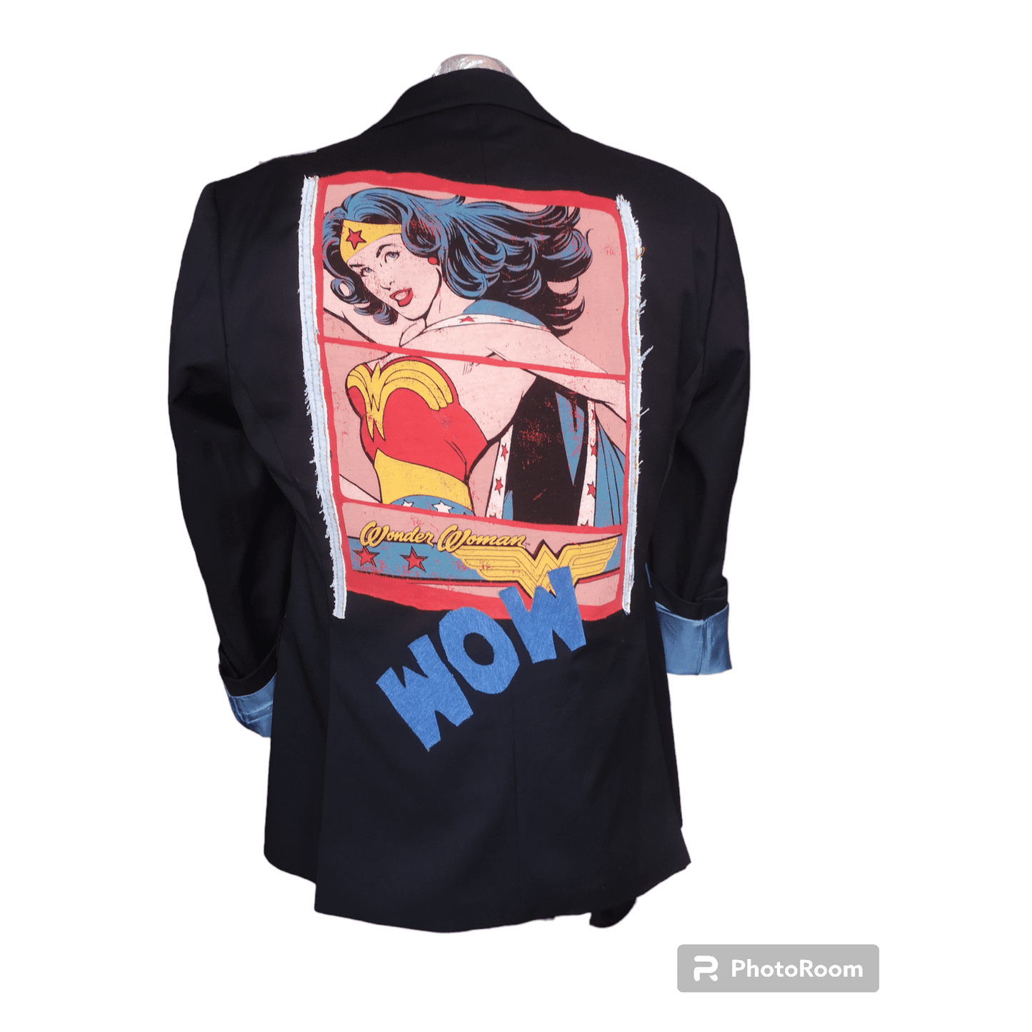 Vintage wool blazer with WONDER WOMAN theme