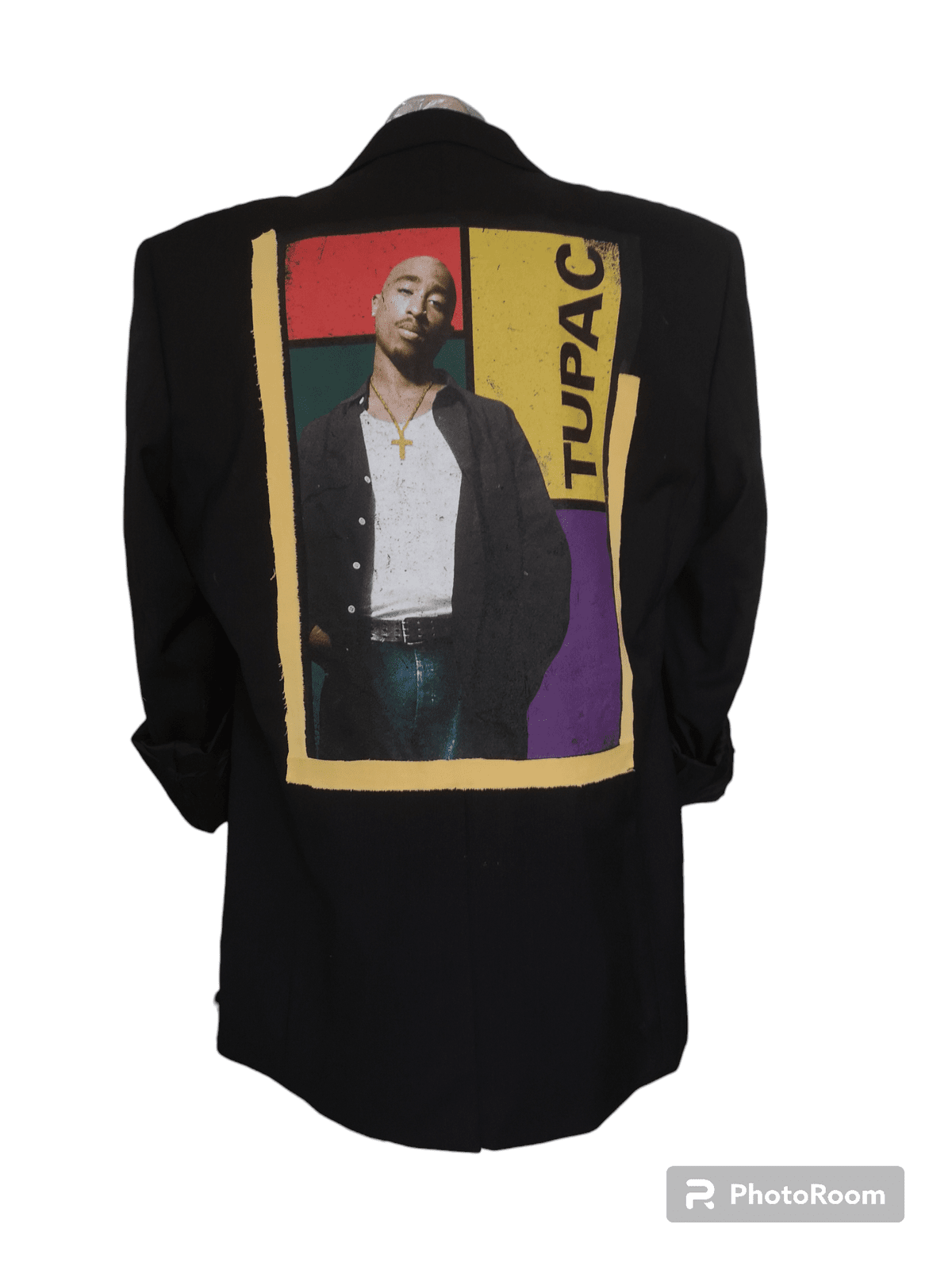 Vintage wool blazer with 2PAC theme