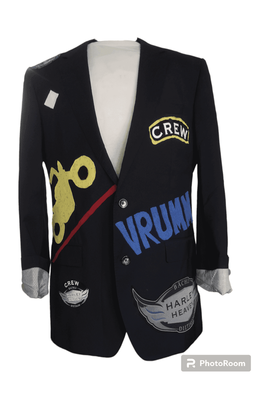 Vintage wool blazer with MOTORCYCLES theme