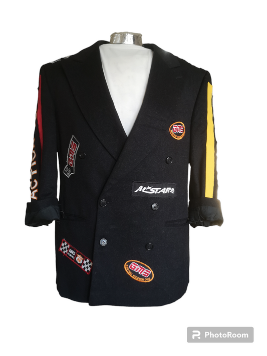 Vintage cashmere and wool blazer with MOTORCYCLES theme