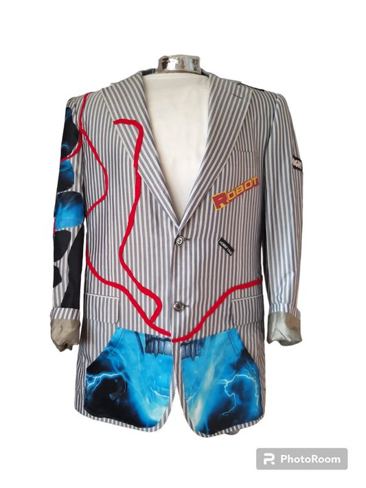 Vintage silk blazer with skull theme