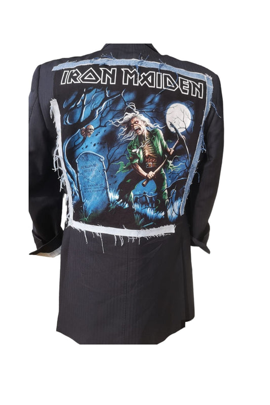 Vintage wool blazer with IRON MAIDEN theme